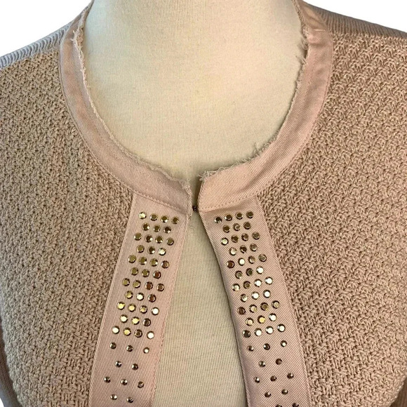 Chico's Embellished Metallic Open Front Knit Cardigan Sweater Women Size L Pink - Picture 6 of 16